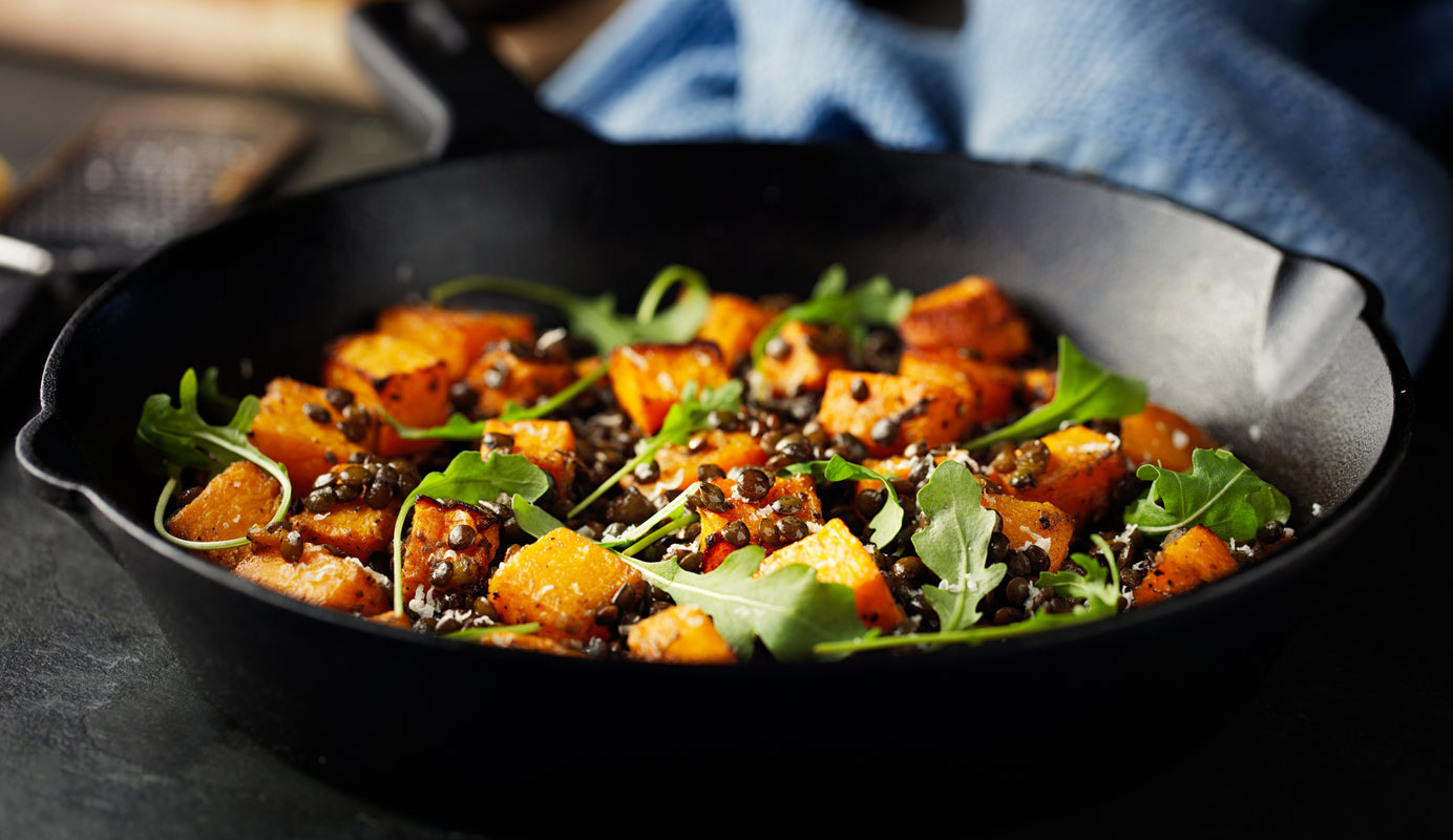 Spicy butternut squash with lentils